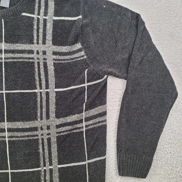 Dockers Sweater Mens Large Black Plaid wool Vintage Long Sleeve Grandpacore - Picture 6 of 12